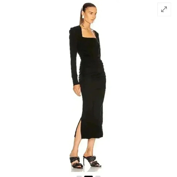 NWT Ganni Viscose Jersey Square Neck Dress LBD size 34 T2612 - Picture 12 of 13